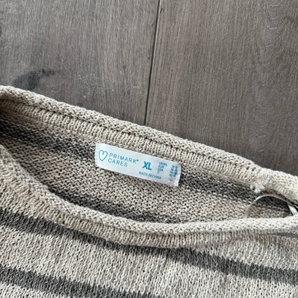Primark Cream & Brown Striped Oversized Sweater - Picture 6 of 7
